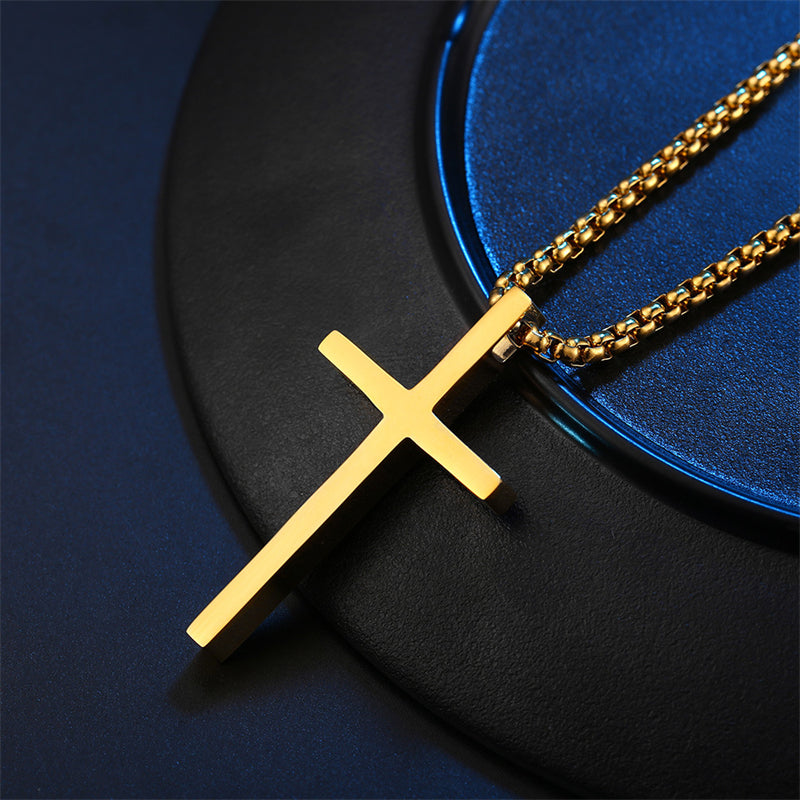 Smooth Simple Titanium Cross Pendant Male And Female Personality Necklace