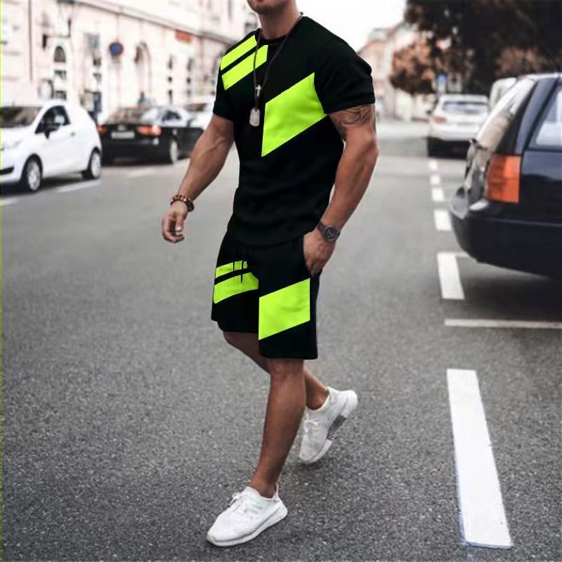 Men's Loose Fashion Casual Round Neck T-shirt Two-piece Set Product information: Fabric name: Polyester Main fabric composition: acetate fiber Size: XXS,XS,S,M,L,XL,XXL,XXL,XXXXL,5XL,6XL Suitable season: Summer Style: Casul Size: Note: 1. Asian sizes are